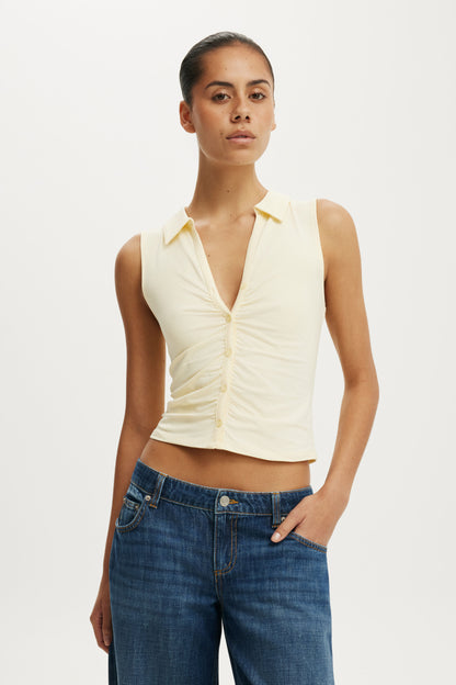Gathered Front Polo