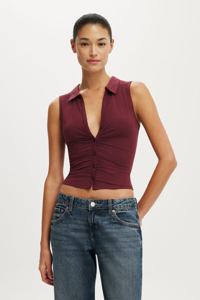 Gathered Front Polo