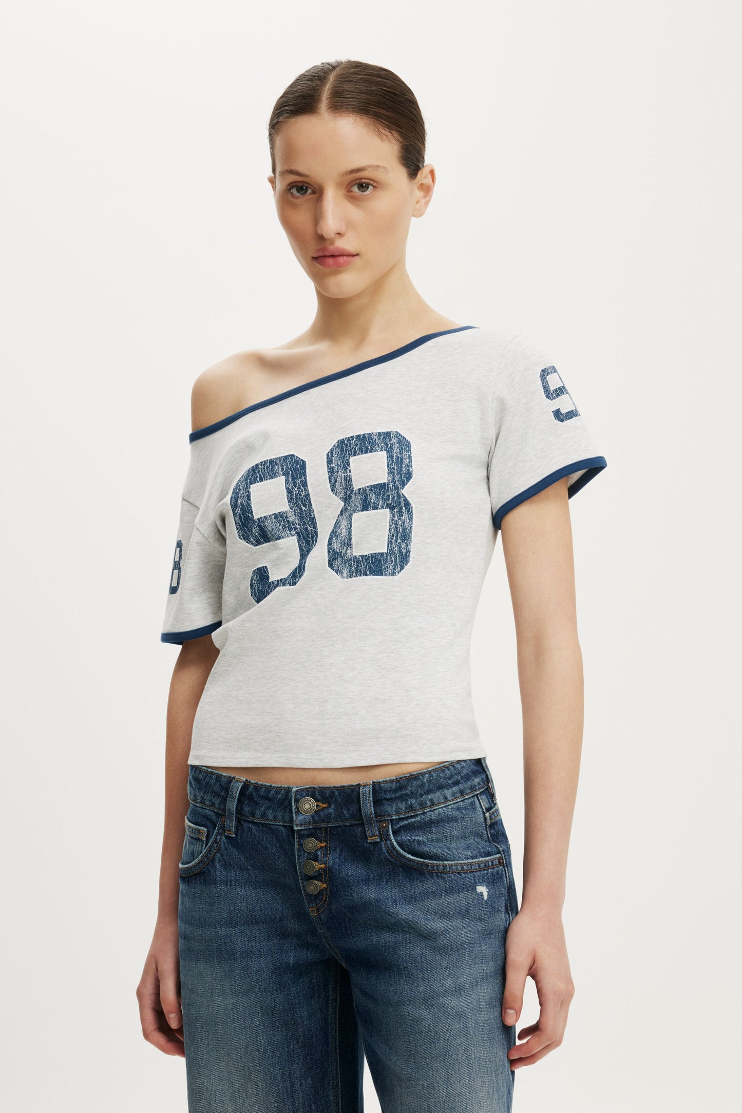 The Fitted Off Shoulder Graphic Tee