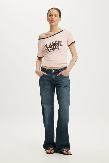 The Fitted Off Shoulder Graphic Tee