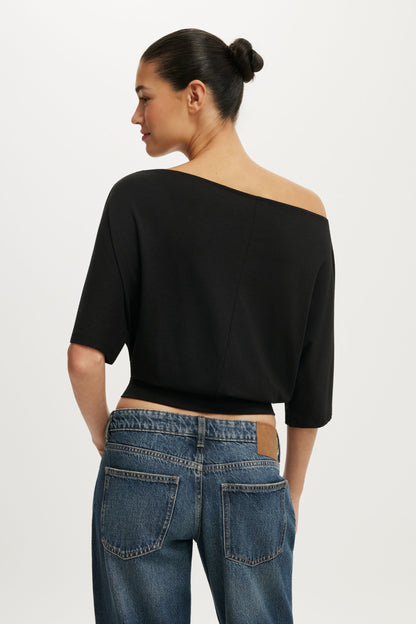 Sage Off Shoulder Short Sleeve