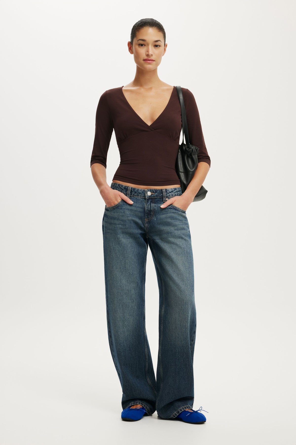 Maple V Neck 3/4 Sleeve