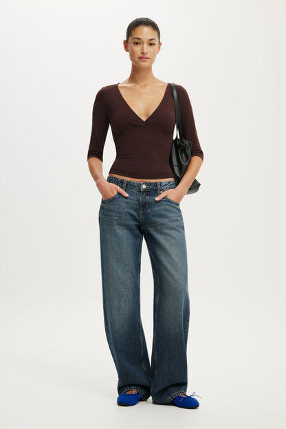 Maple V Neck 3/4 Sleeve
