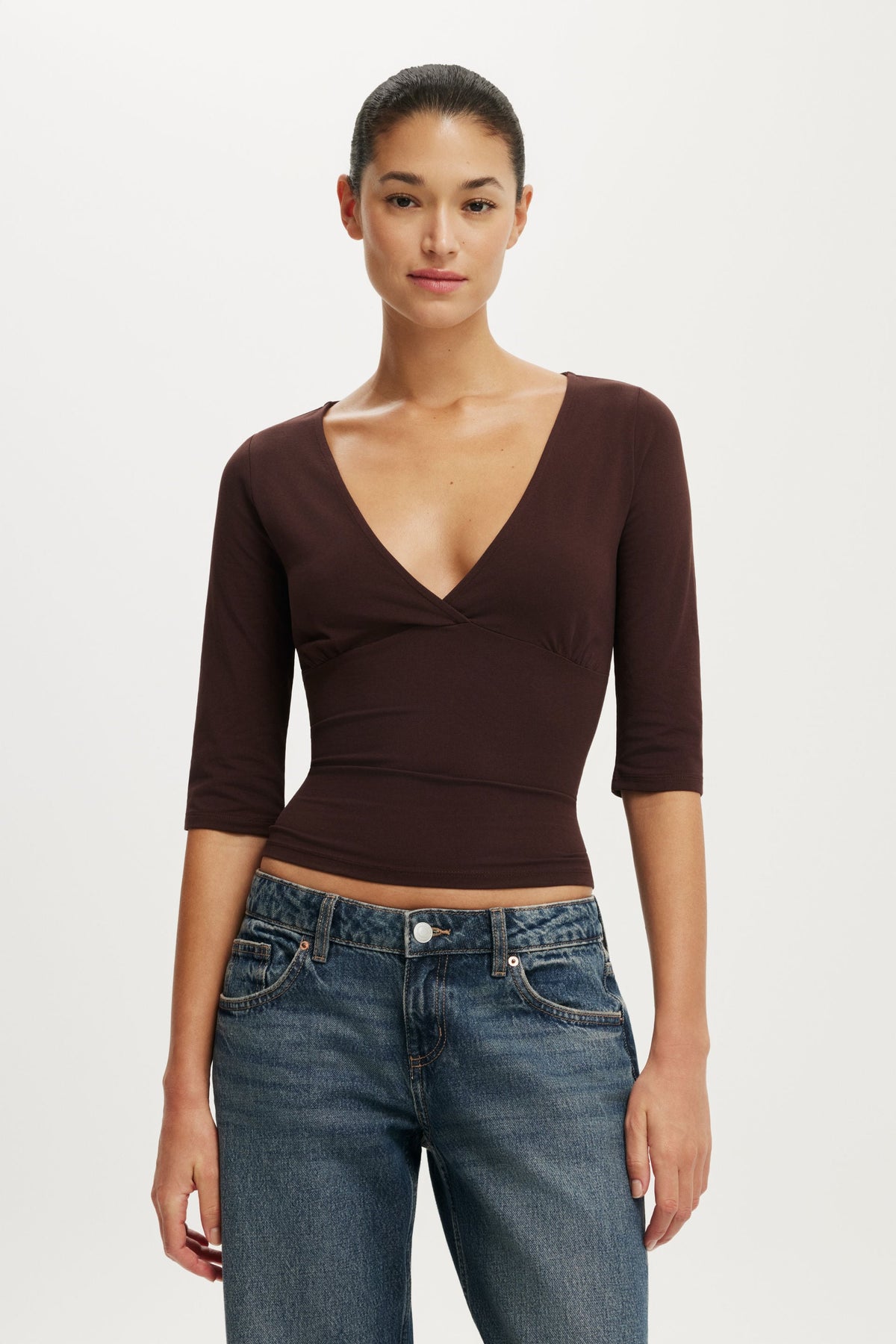 Maple V Neck 3/4 Sleeve