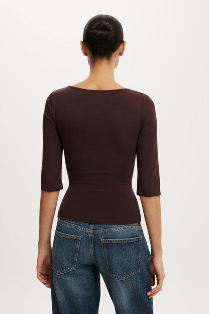 Maple V Neck 3/4 Sleeve