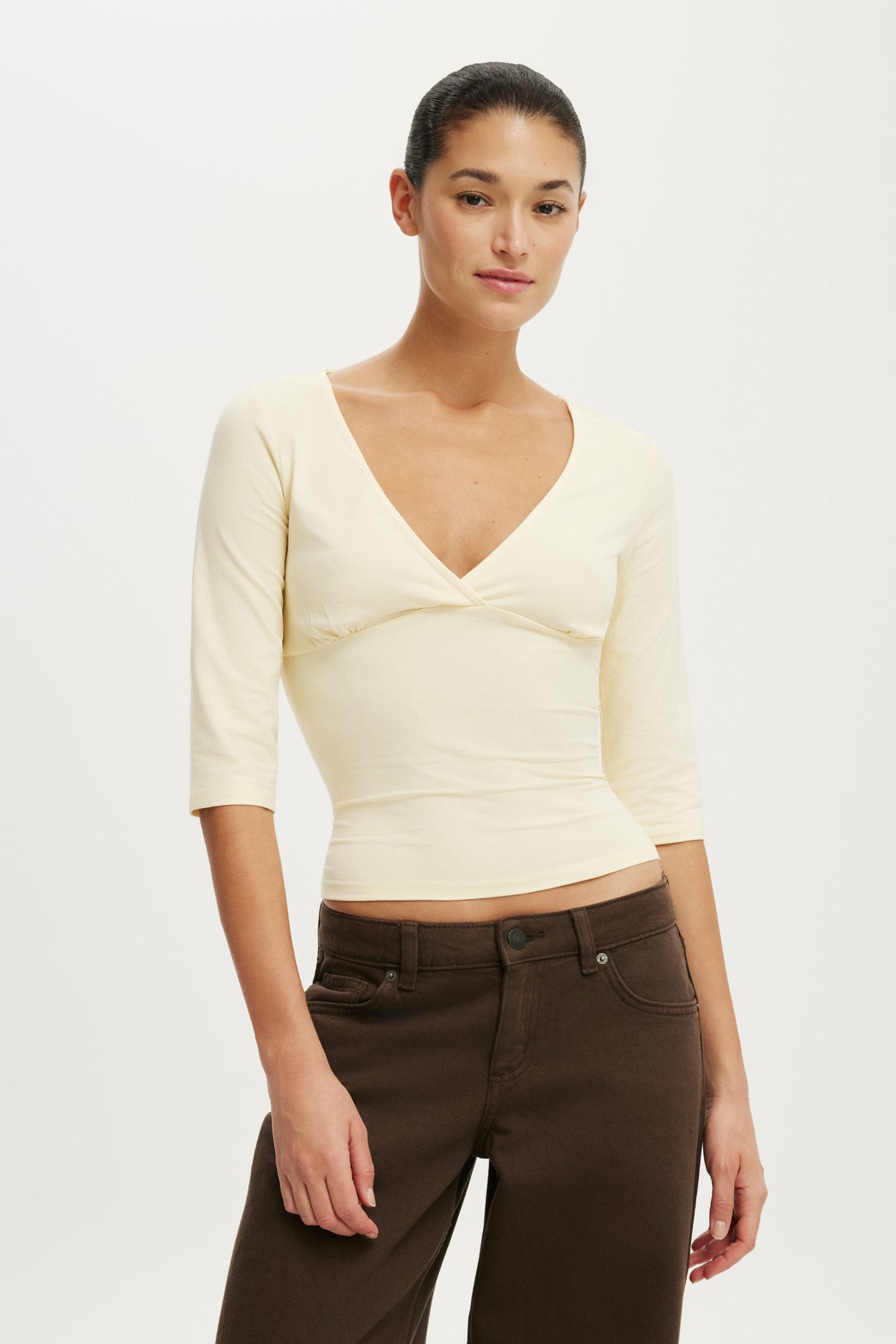 Maple V Neck 3/4 Sleeve