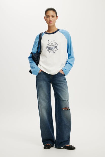 Snoopy Raglan LS Graphic Tee