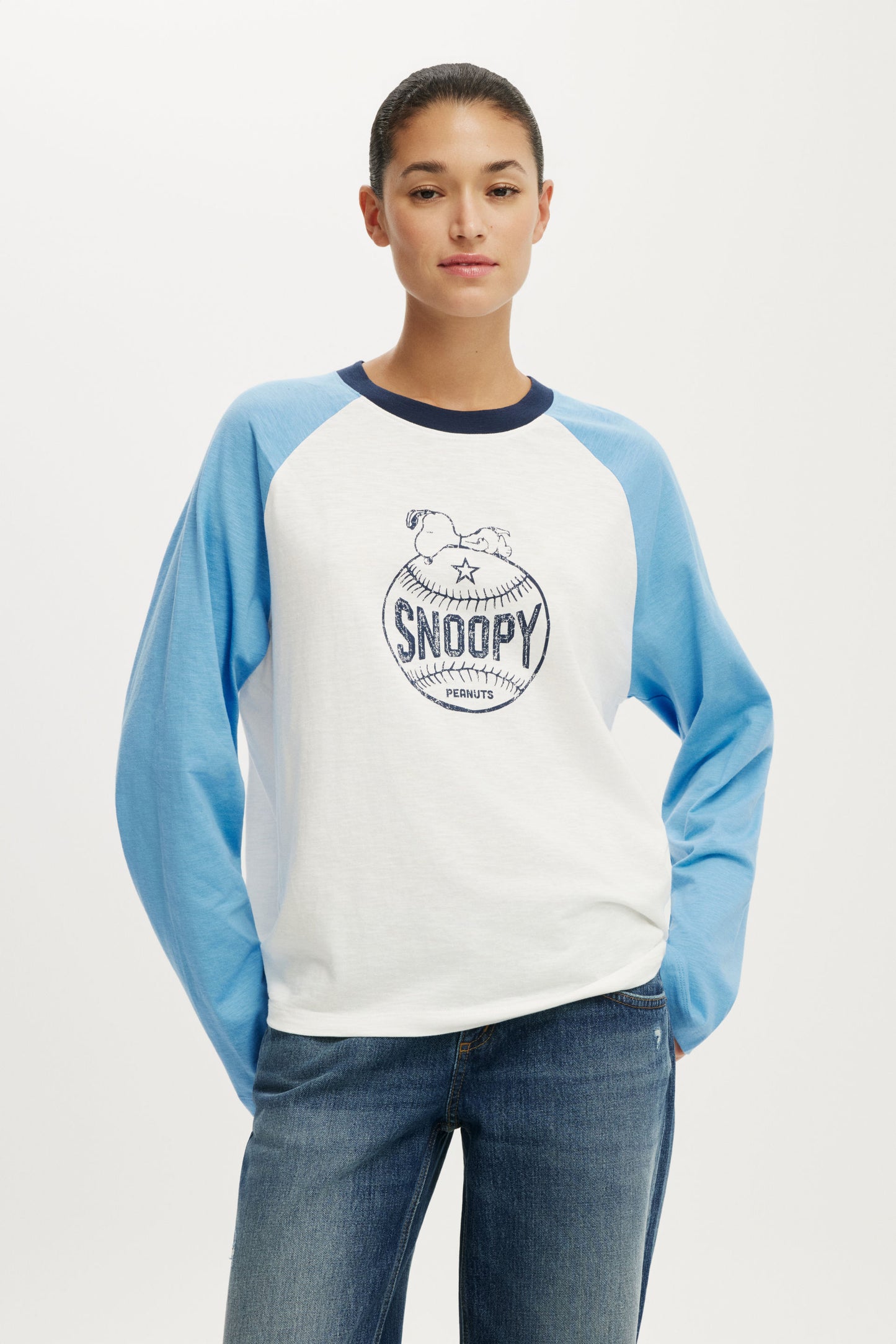 Snoopy Raglan LS Graphic Tee