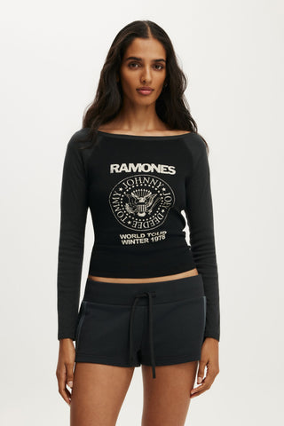 Ramones Music Fitted LS Raglan Graphic Tee