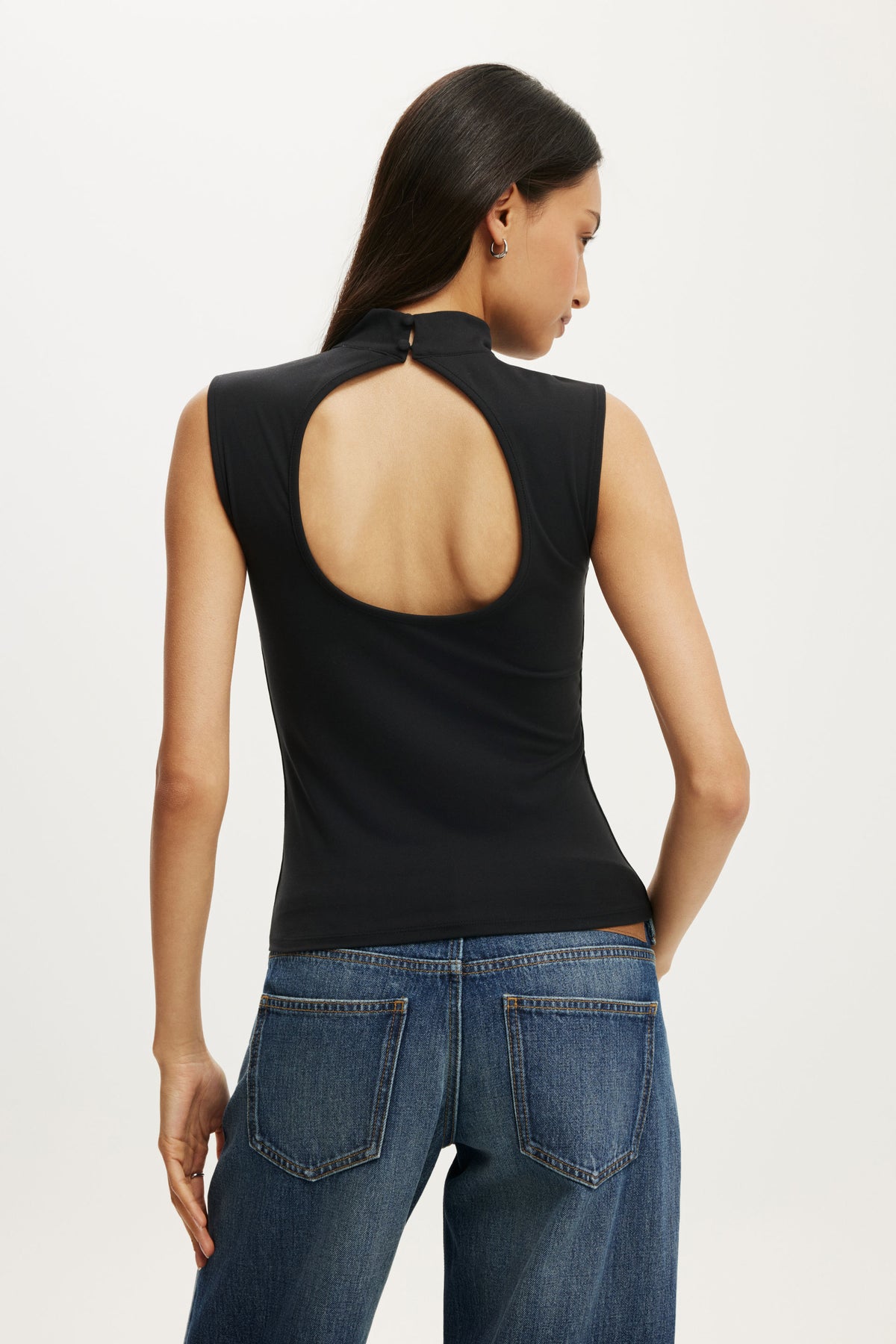 Hold Me Mockneck Open Back Tank