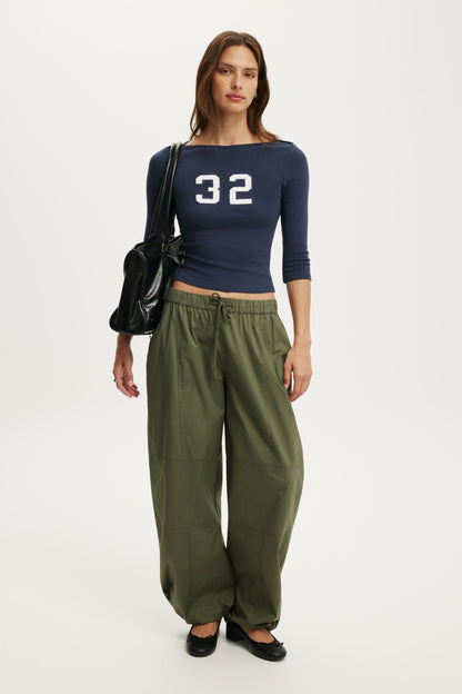 Boat Neck Graphic 3/4 Sleeve