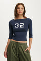 Boat Neck Graphic 3/4 Sleeve