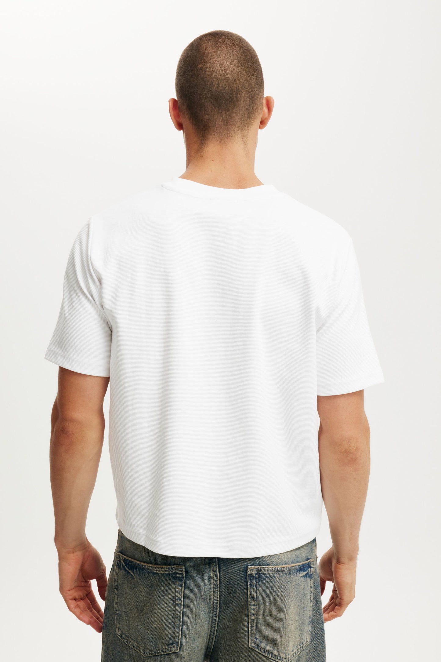 Cropped Fit Textured T-Shirt