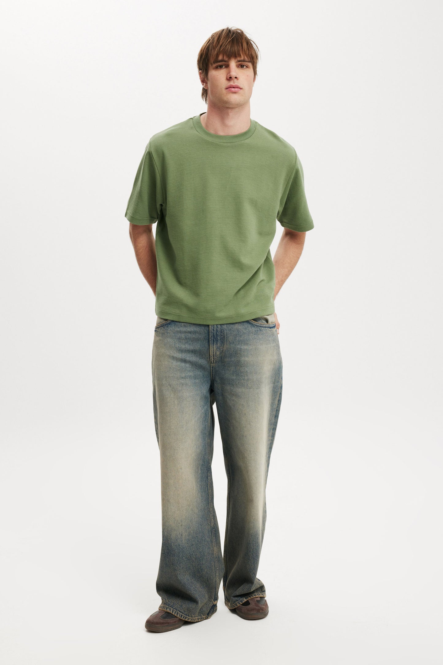 Cropped Fit Textured T-Shirt