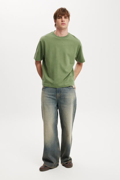 Cropped Fit Textured T-Shirt