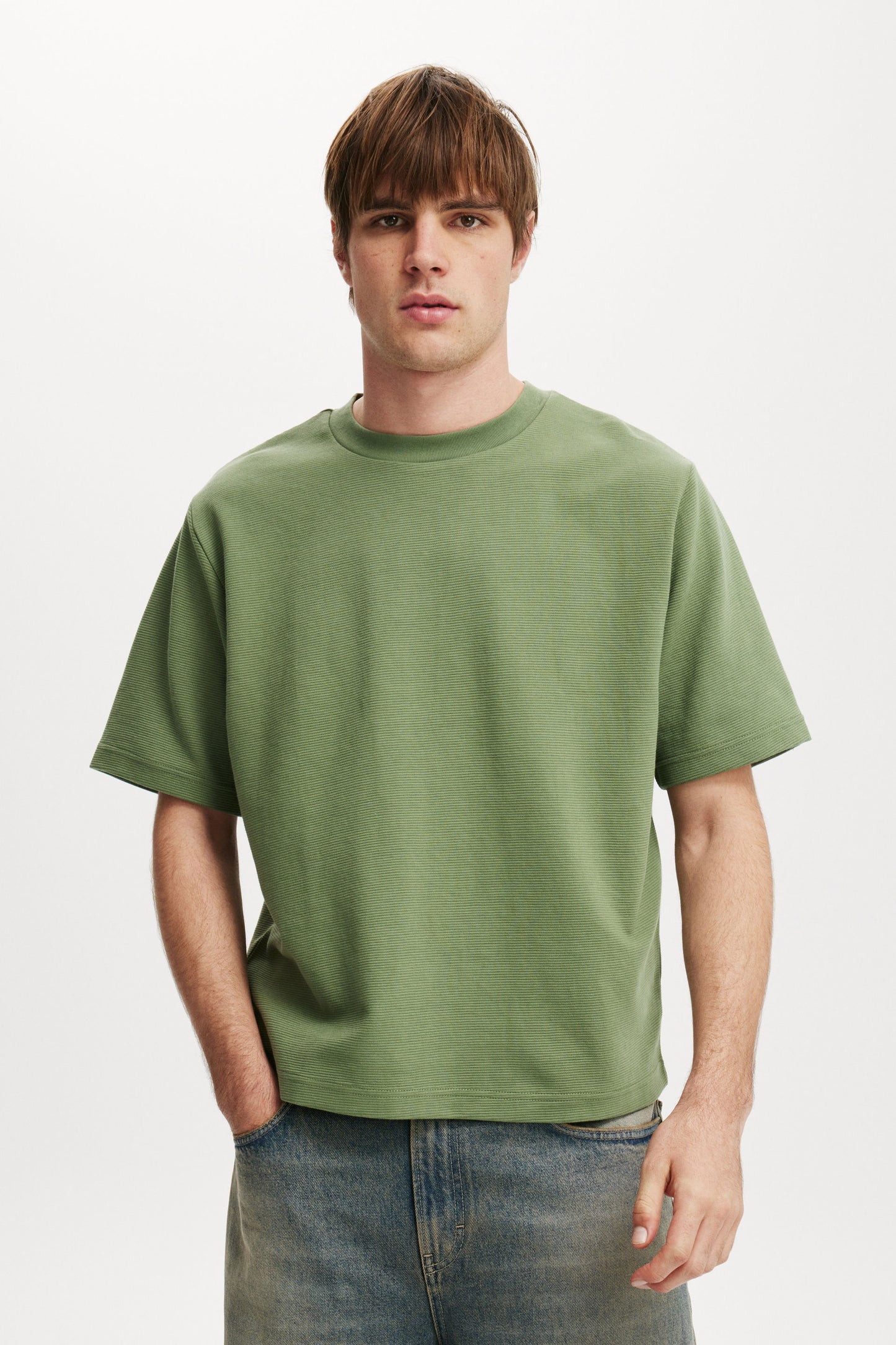 Cropped Fit Textured T-Shirt