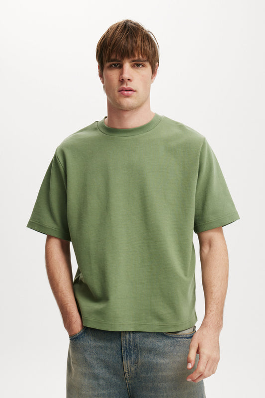 Cropped Fit Textured T-Shirt