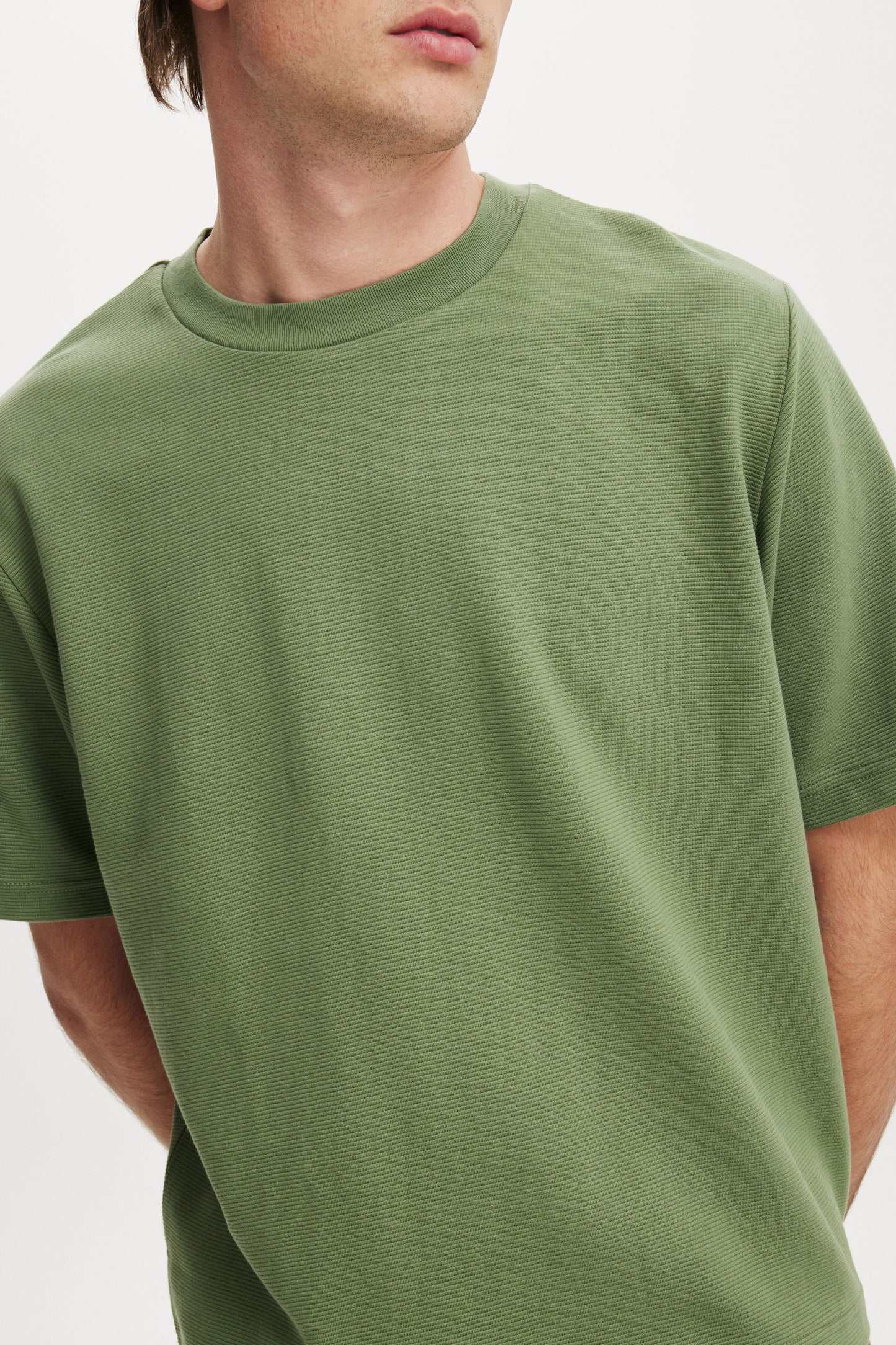 Cropped Fit Textured T-Shirt