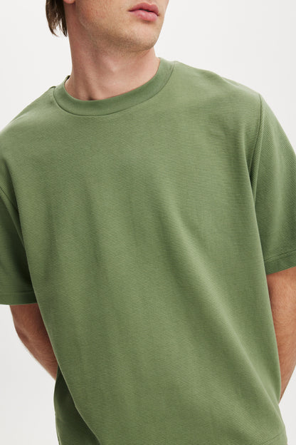 Cropped Fit Textured T-Shirt