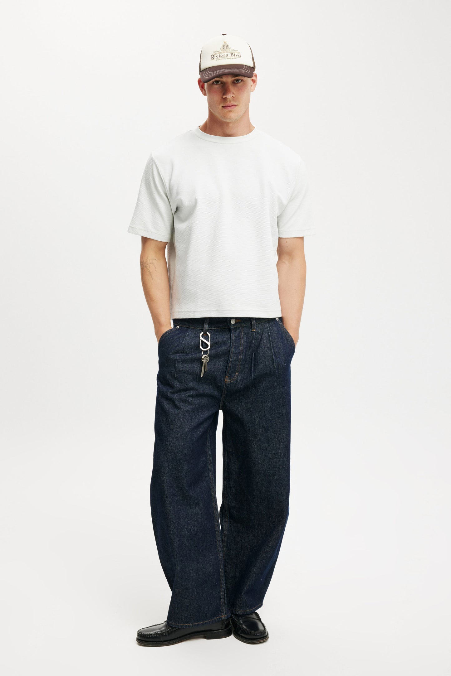 Cropped Fit Textured T-Shirt