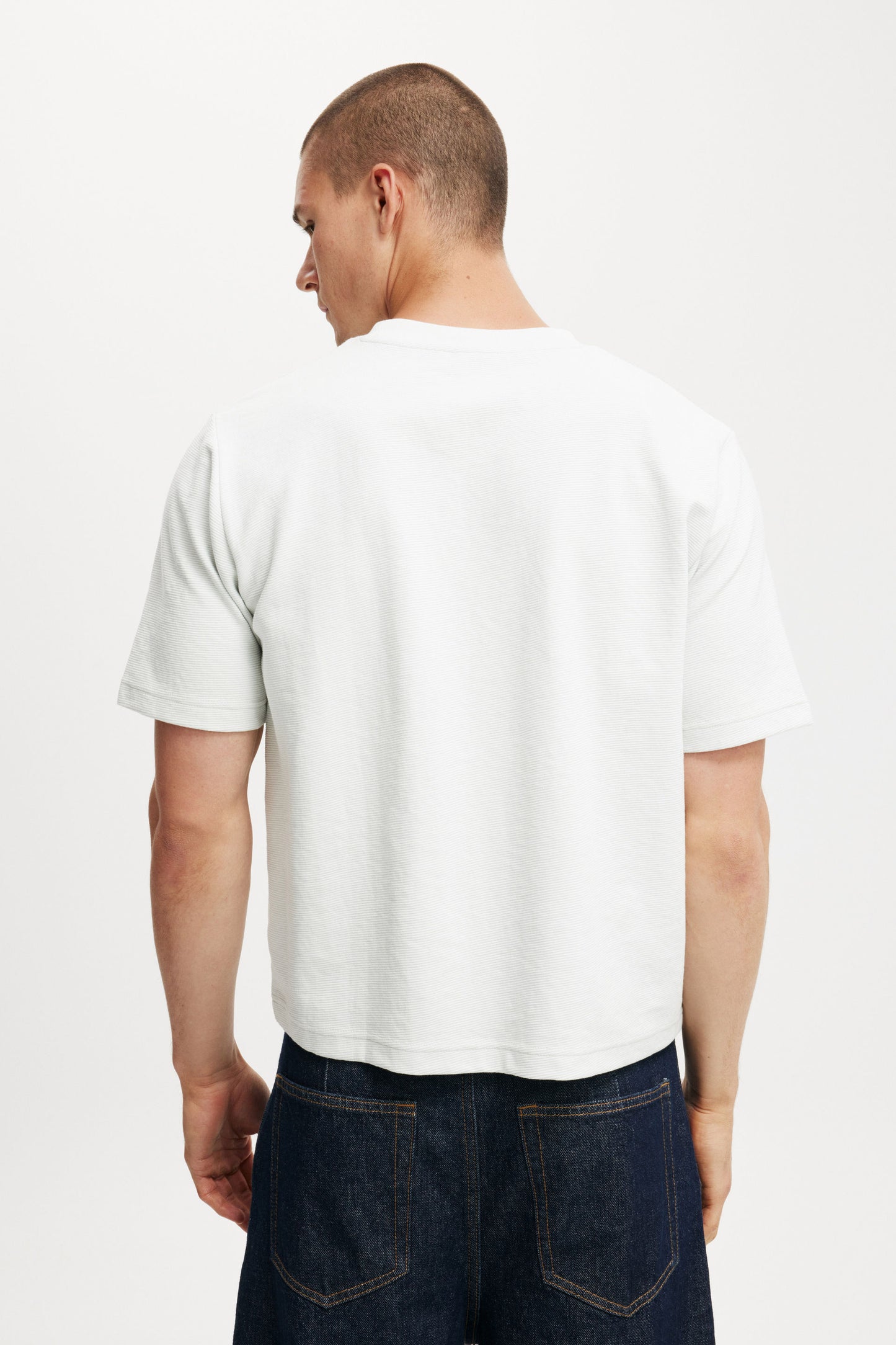 Cropped Fit Textured T-Shirt