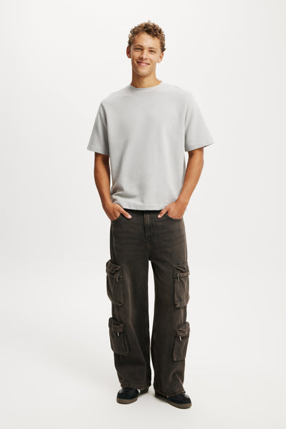 Cropped Fit Textured T-Shirt