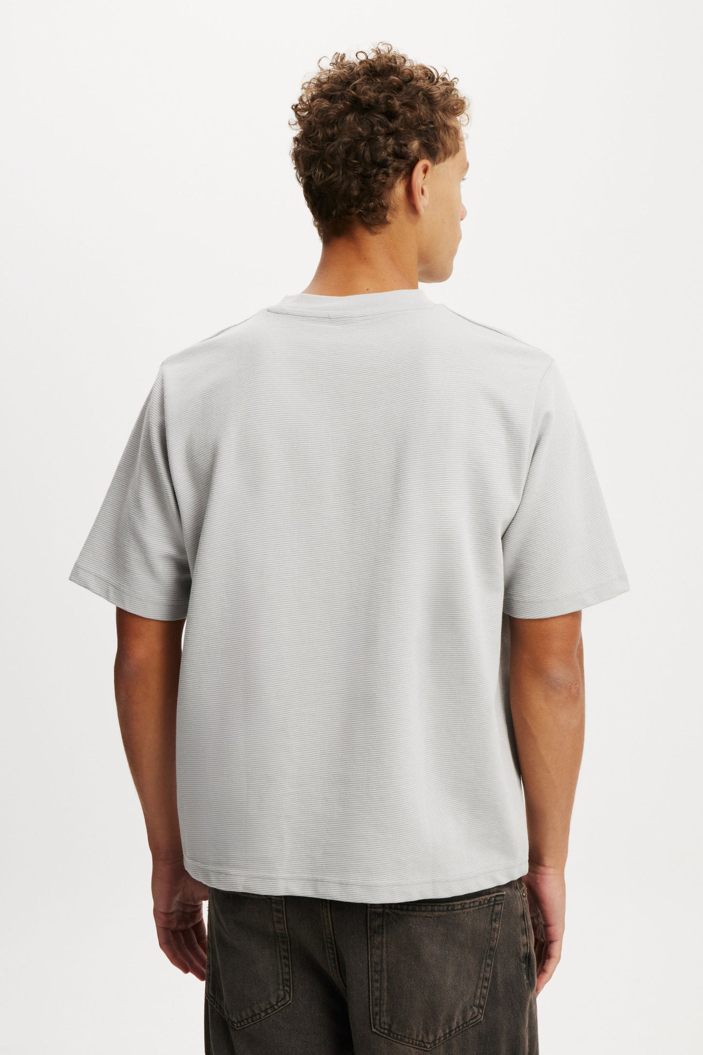 Cropped Fit Textured T-Shirt