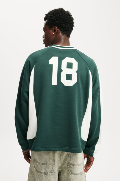 Graphic V-Neck Fleece Sweater