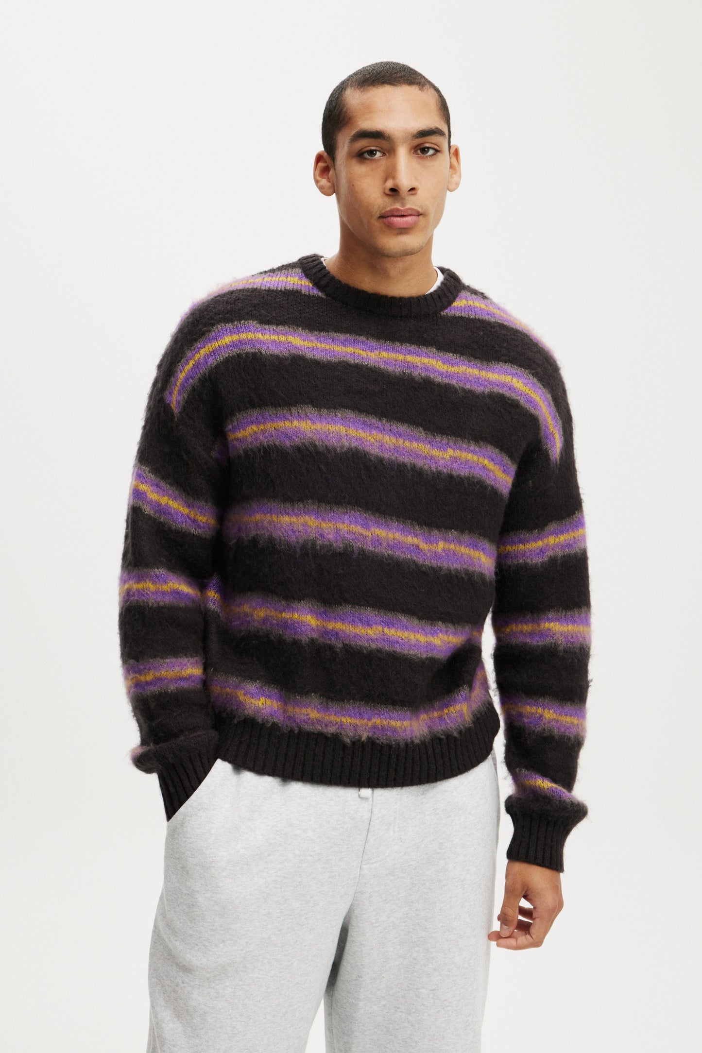 Box Fit Fuzzy Crew Knit