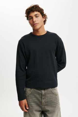 Cropped Fit Textured Long Sleeve