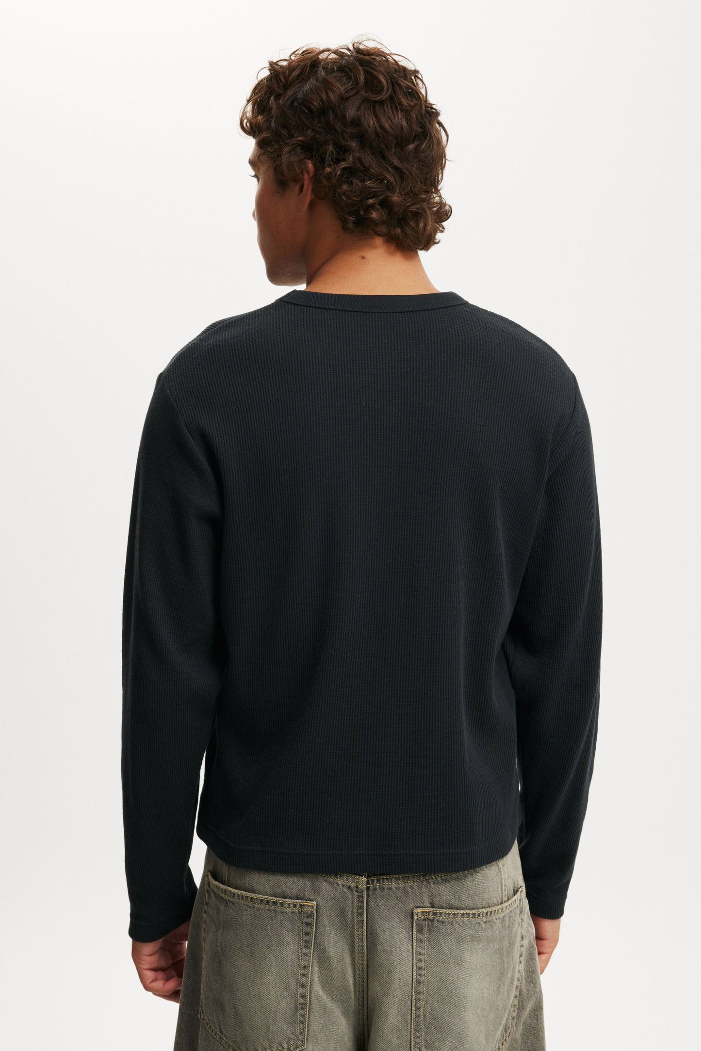 Cropped Fit Textured Long Sleeve