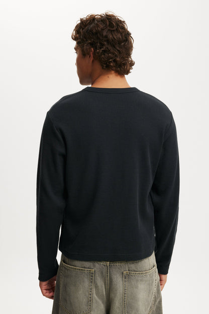 Cropped Fit Textured Long Sleeve