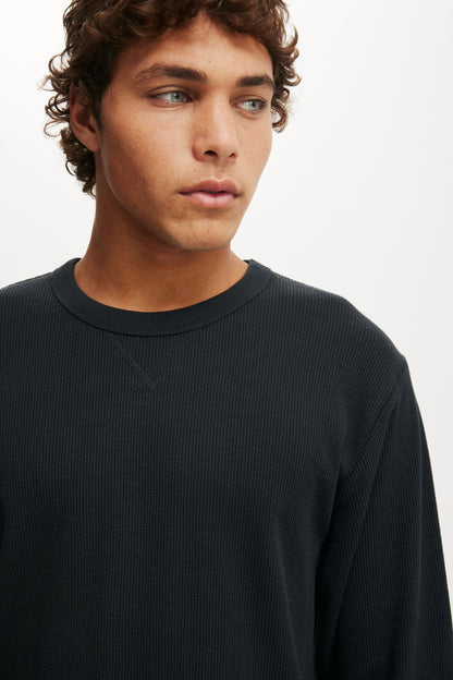 Cropped Fit Textured Long Sleeve