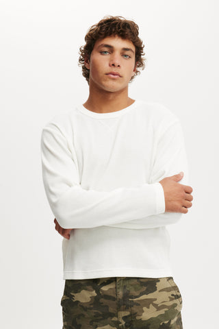 Cropped Fit Textured Long Sleeve