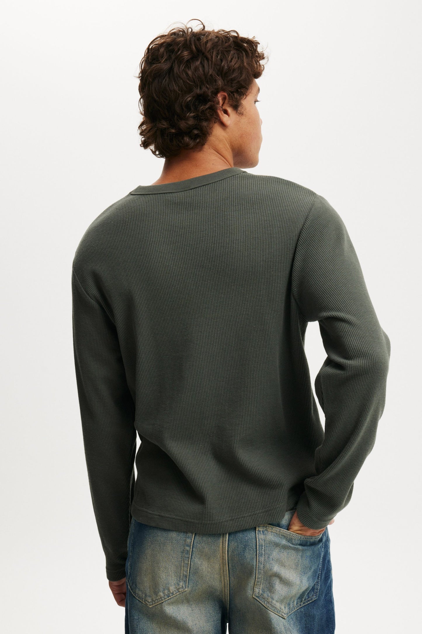 Cropped Fit Textured Long Sleeve