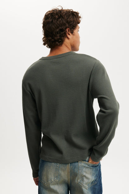 Cropped Fit Textured Long Sleeve