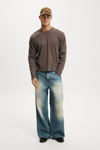 Cropped Fit Textured Long Sleeve