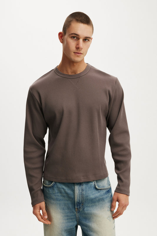 Cropped Fit Textured Long Sleeve