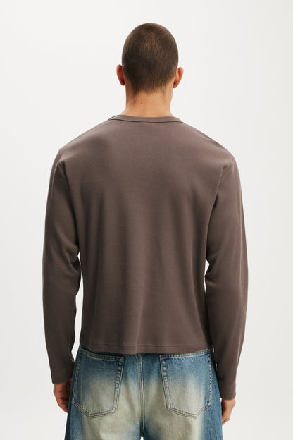 Cropped Fit Textured Long Sleeve