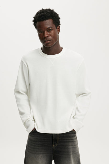 Cropped Fit Textured Long Sleeve