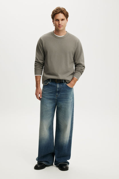 Cropped Fit Textured Long Sleeve