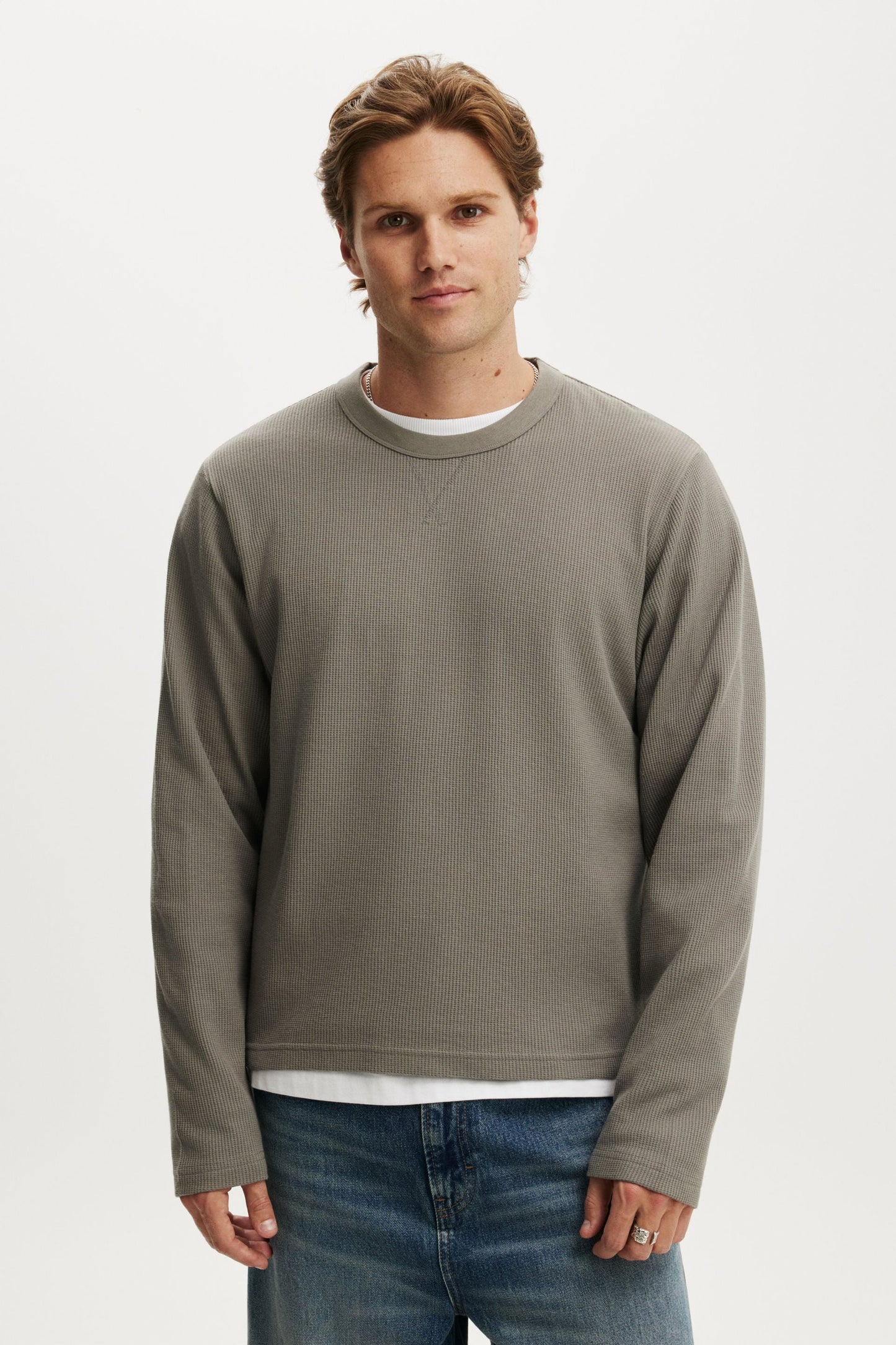 Cropped Fit Textured Long Sleeve