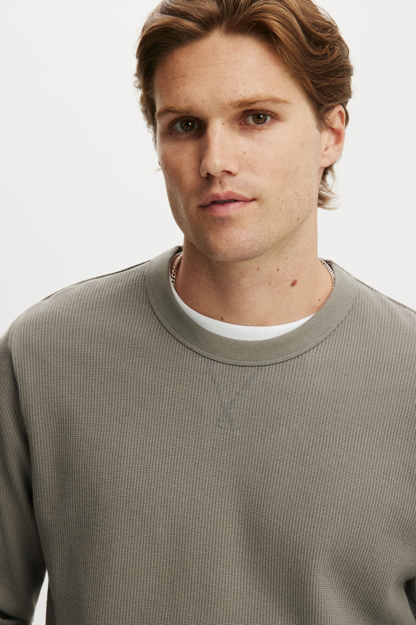 Cropped Fit Textured Long Sleeve