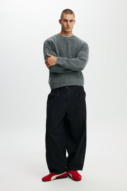 Washed Box Fit Crew Knit