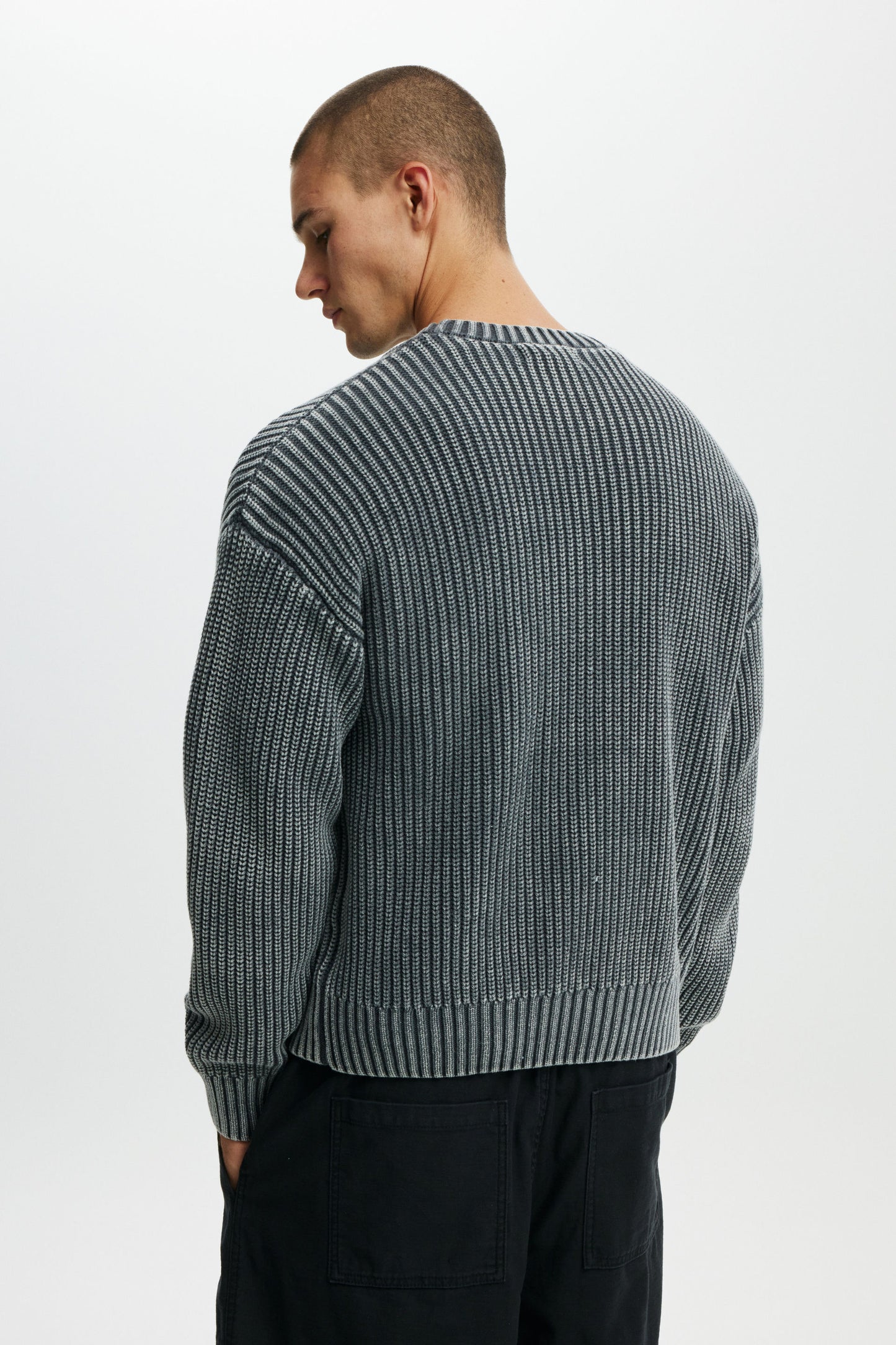 Washed Box Fit Crew Knit
