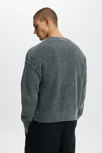 Washed Box Fit Crew Knit