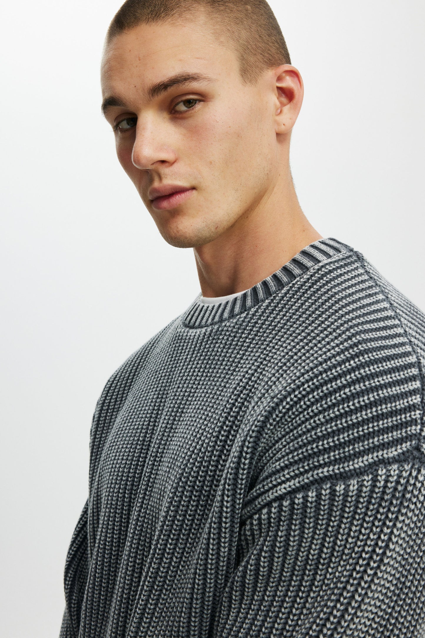 Washed Box Fit Crew Knit