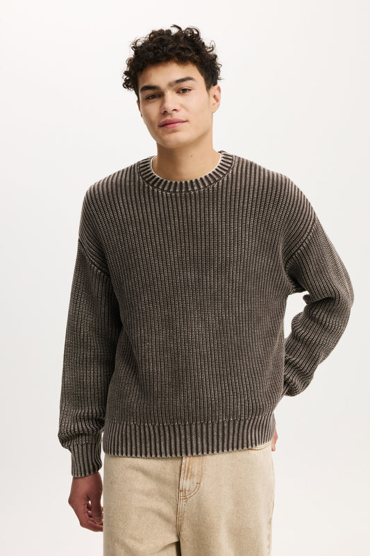 Washed Box Fit Crew Knit