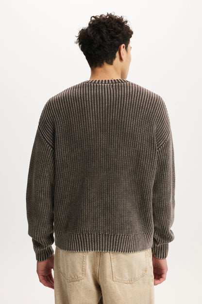 Washed Box Fit Crew Knit