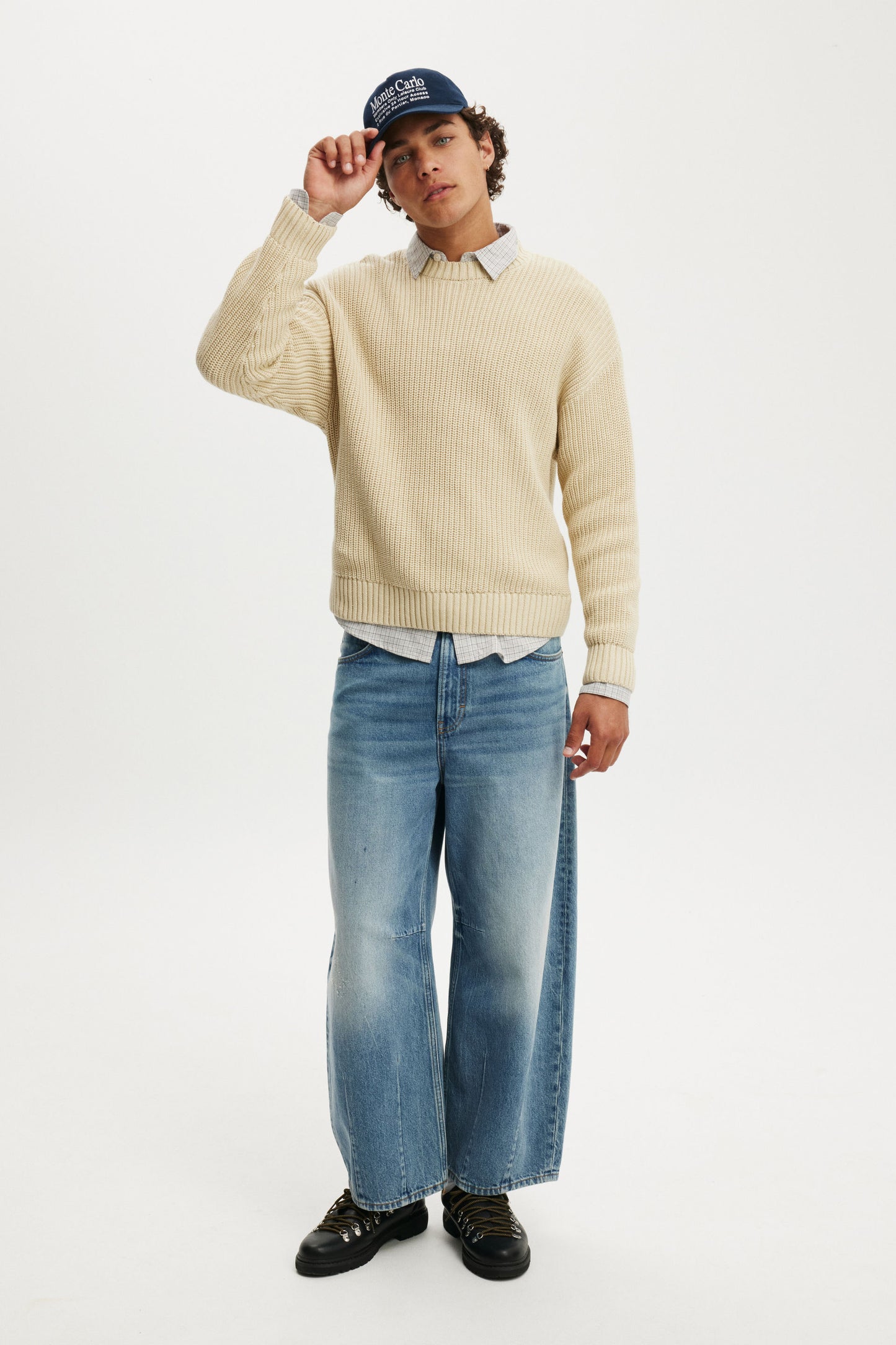 Washed Box Fit Crew Knit